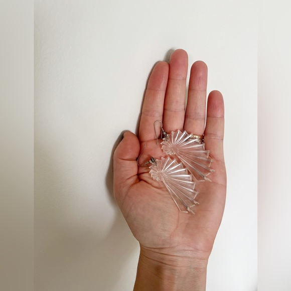 Vintage Clear Plastic Earrings - Picture 2 of 2